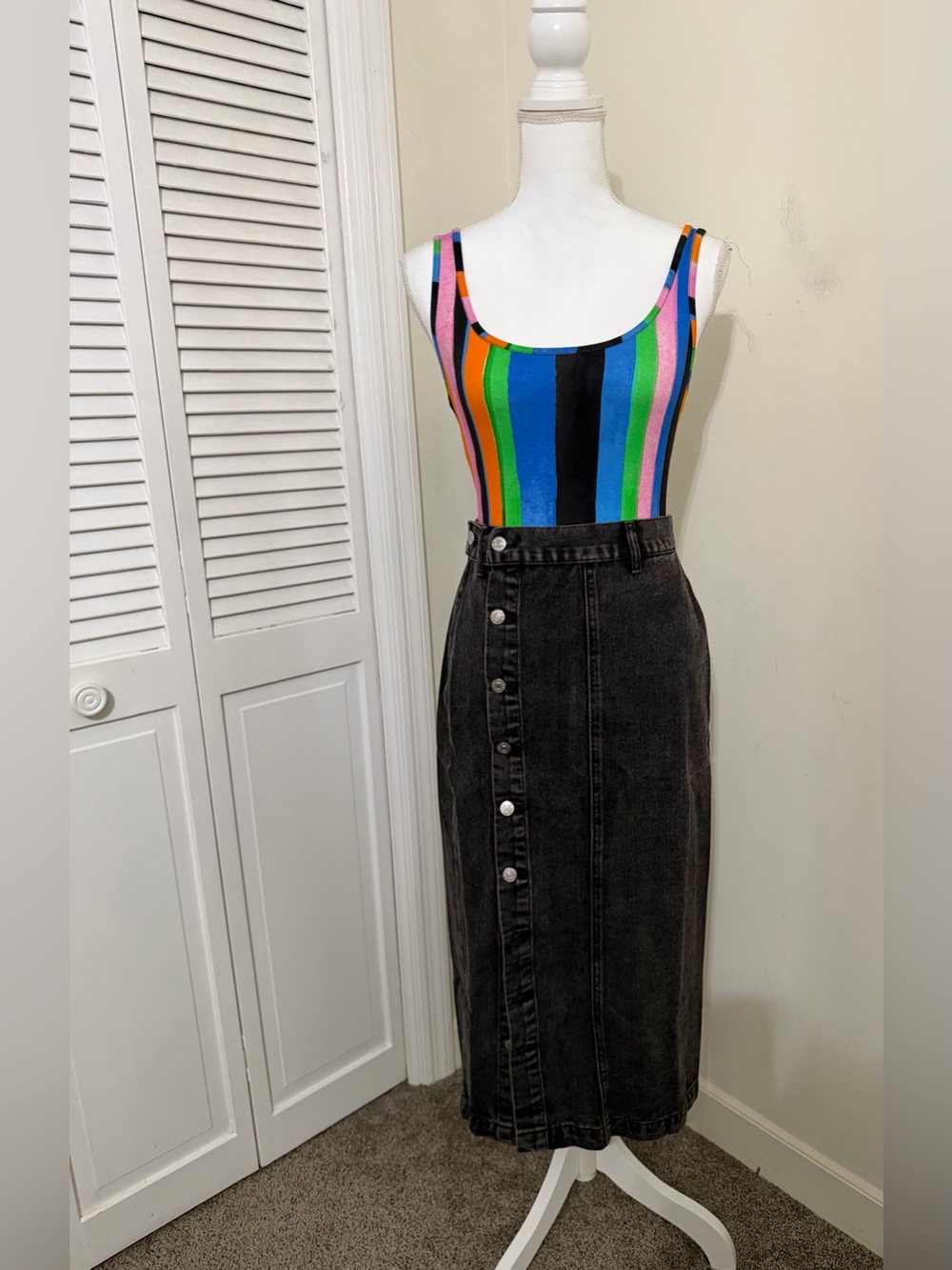 SET: Zara Stretch Bodysuit and Cargo Denim Skirt NWT!